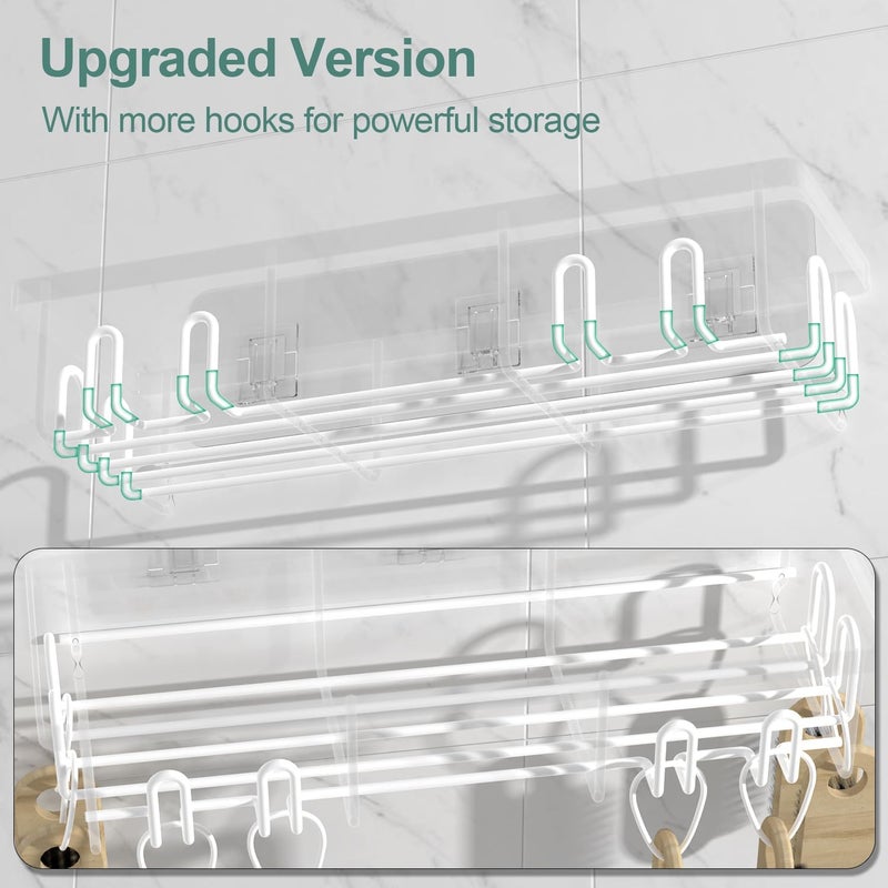 Getsrichfc 2025 New Adhesive Shower Caddy, Shower Shelves with 16 Hooks, White 2 Pack - Image 3